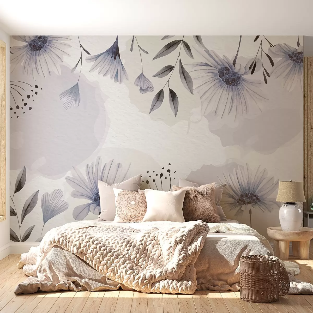 murales de pared Flor Poesía, tono azul w02650v1