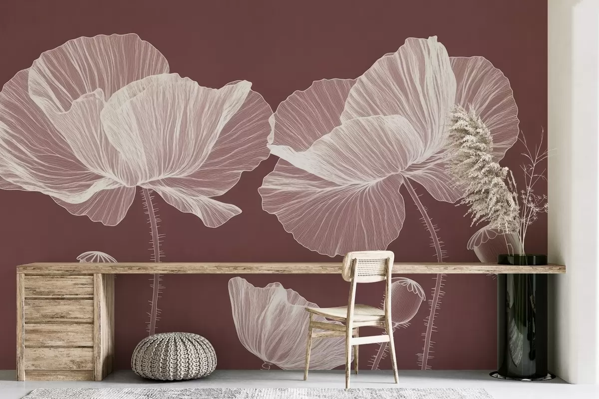 murales de pared Amapolas silvestres pintadas w02622v1