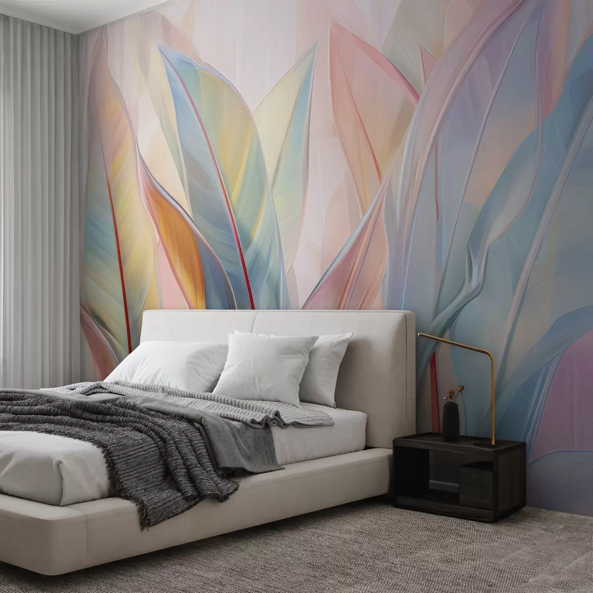 murales de pared Hojas multicolores estilizadas w02624