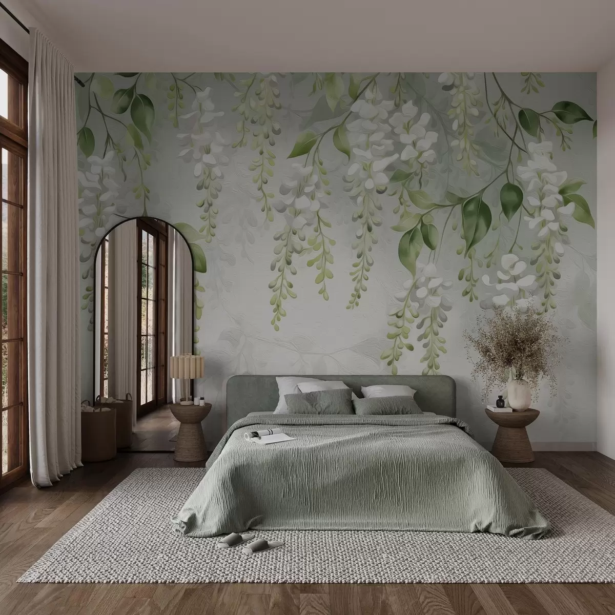 murales de pared Ramas floridas estilizadas y pintadas w02627