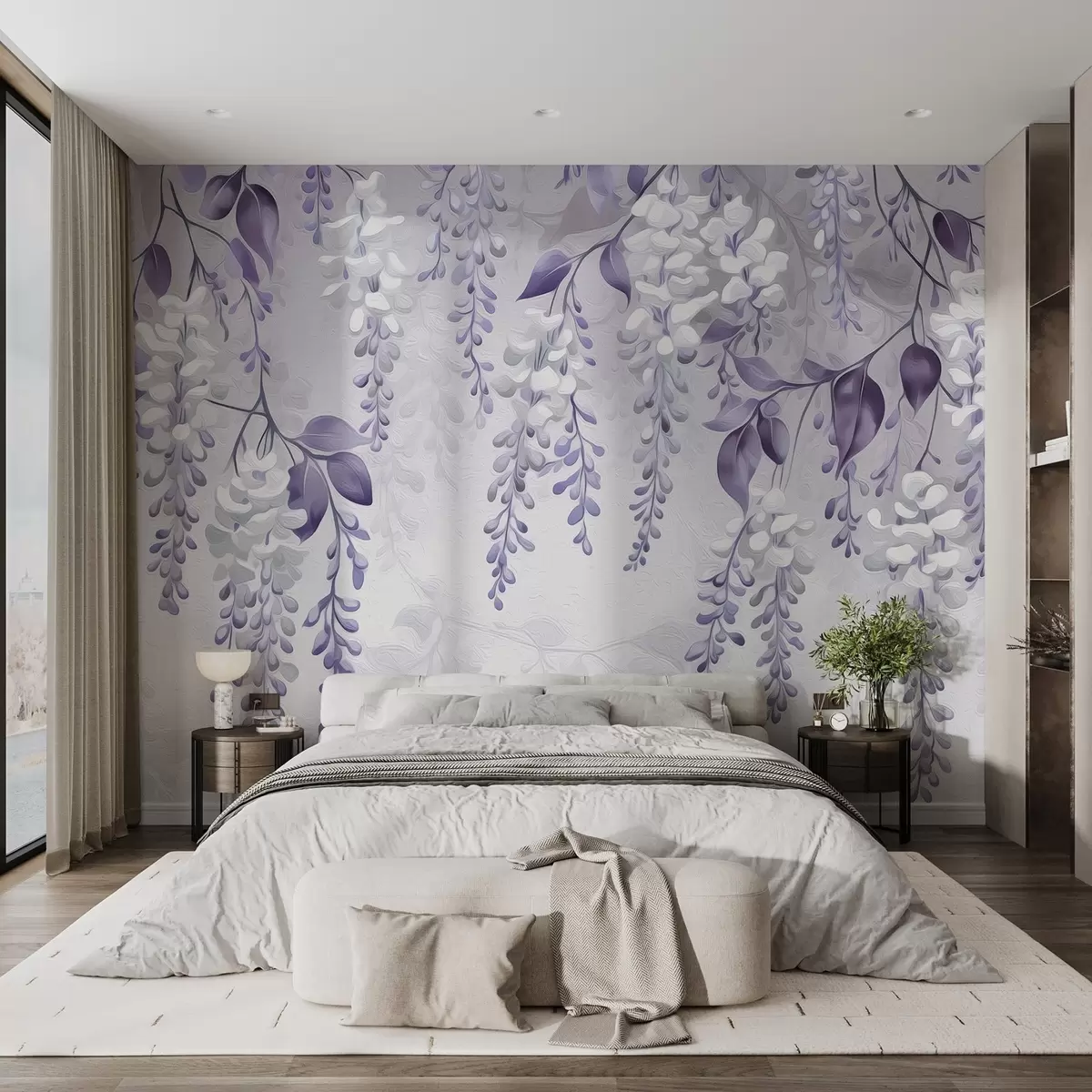 murales de pared Ramas floridas estilizadas y pintadas  w02627v1