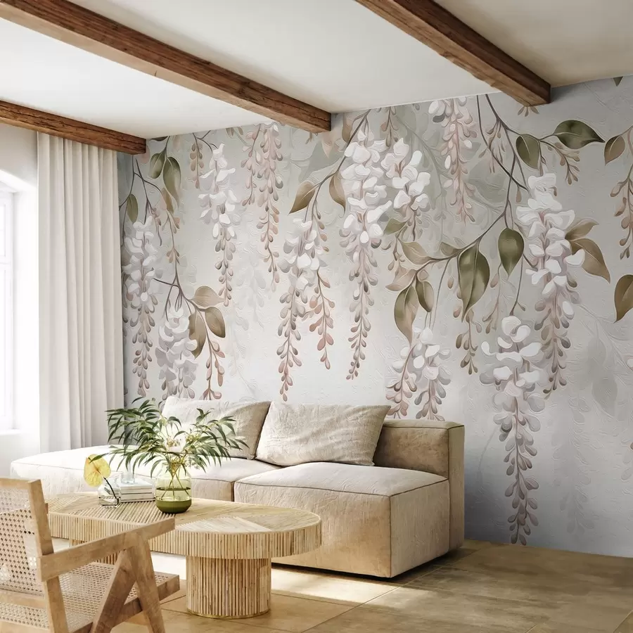 murales de pared Ramas floridas estilizadas y pintadas w02627v2