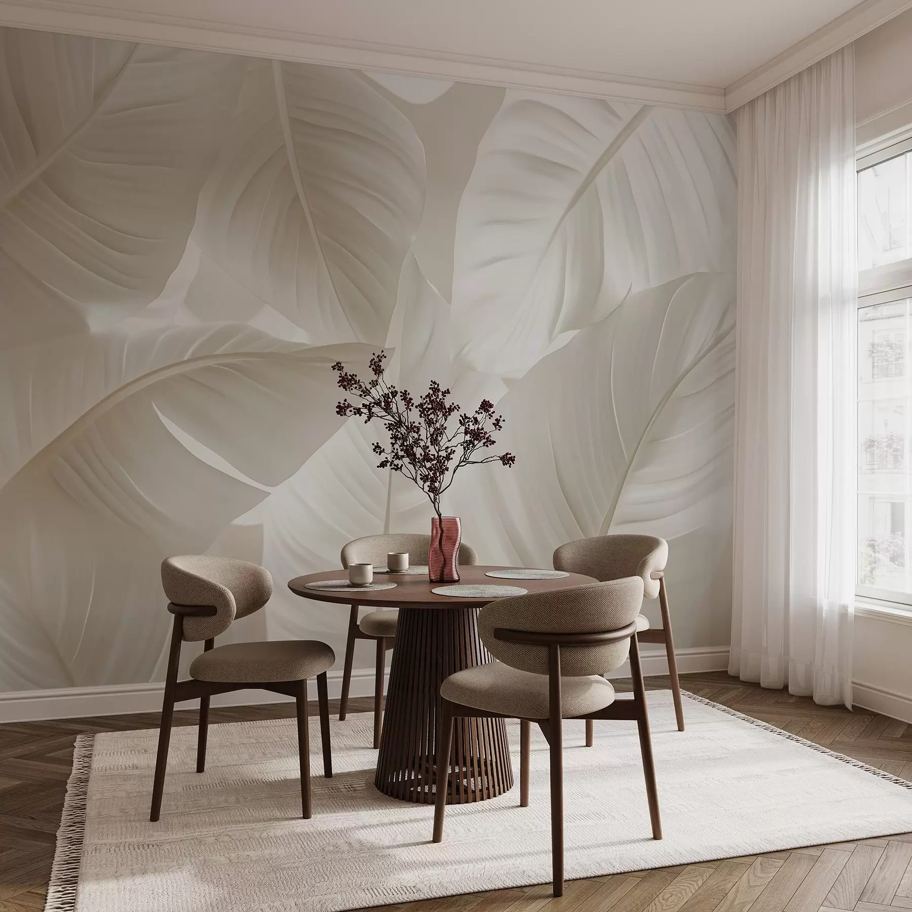 murales de pared Hojas grandes y delicadas w08565