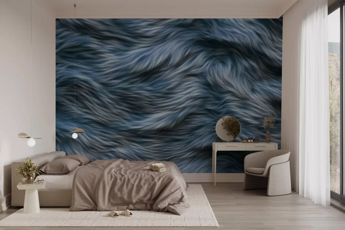 murales de pared acogedor papel pintado imitación piel en tonos azules w02687v3
