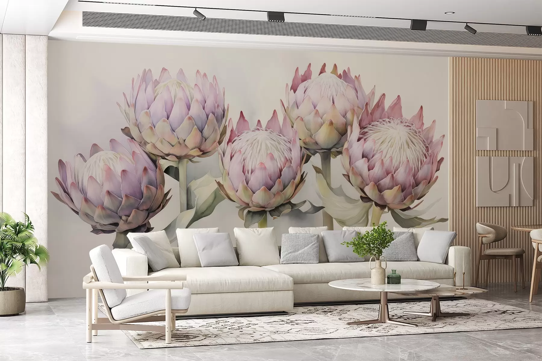 murales de pared Proteas suaves acuarela w08593v1