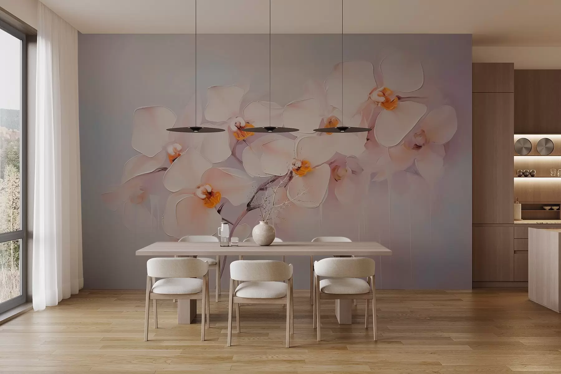 murales de pared Pintura imitación rama de orquídea w02707