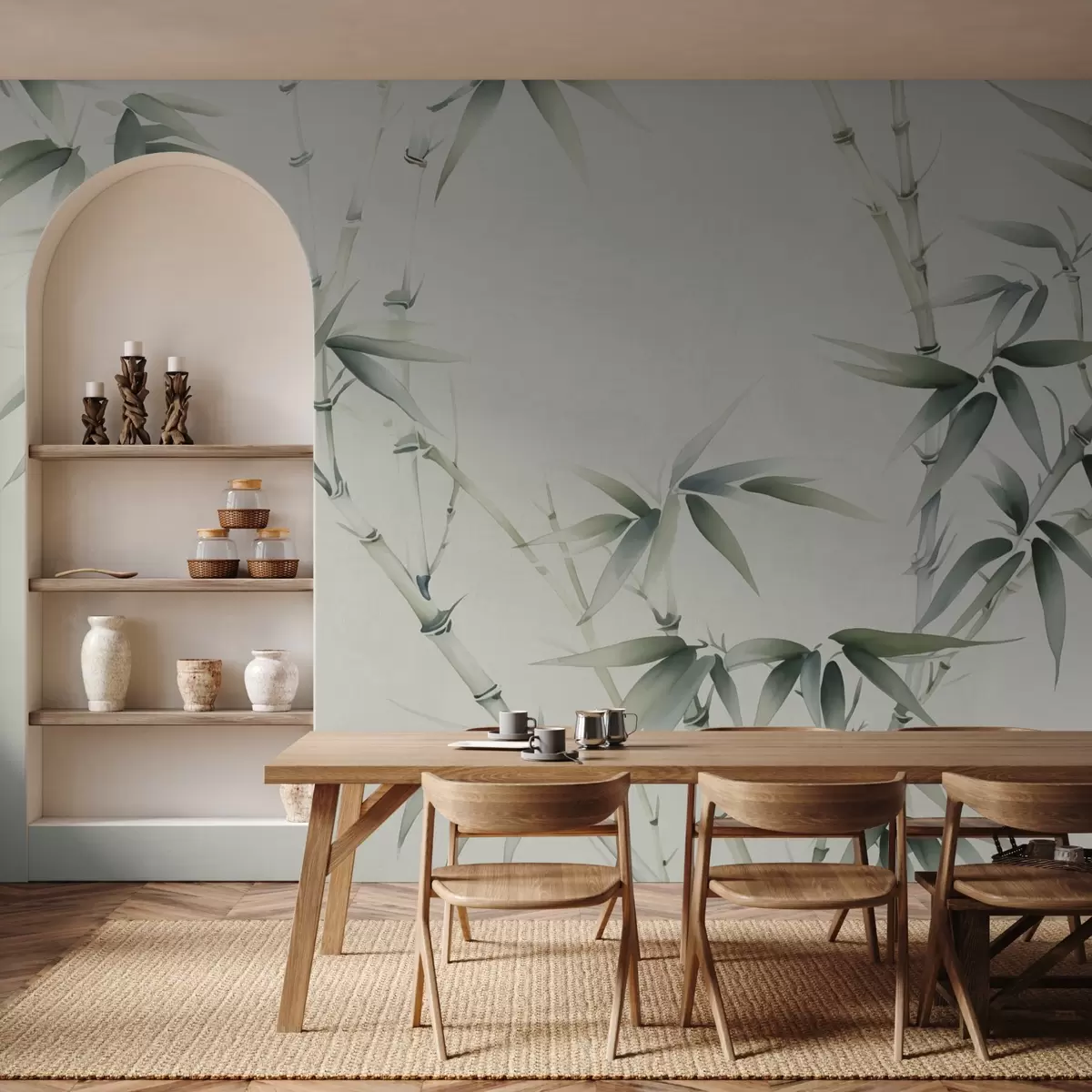 murales de pared Estilo acuarela imitación bambú w02709