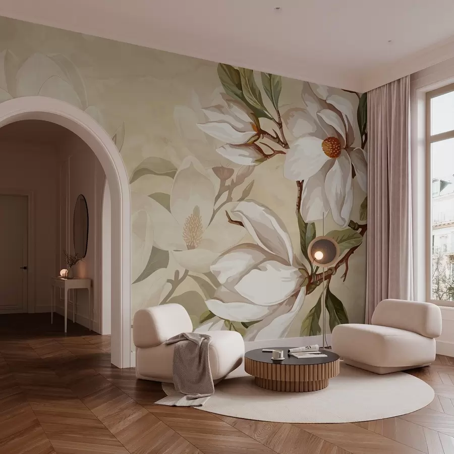 murales de pared Magnolias sobre fondo pastel w02694