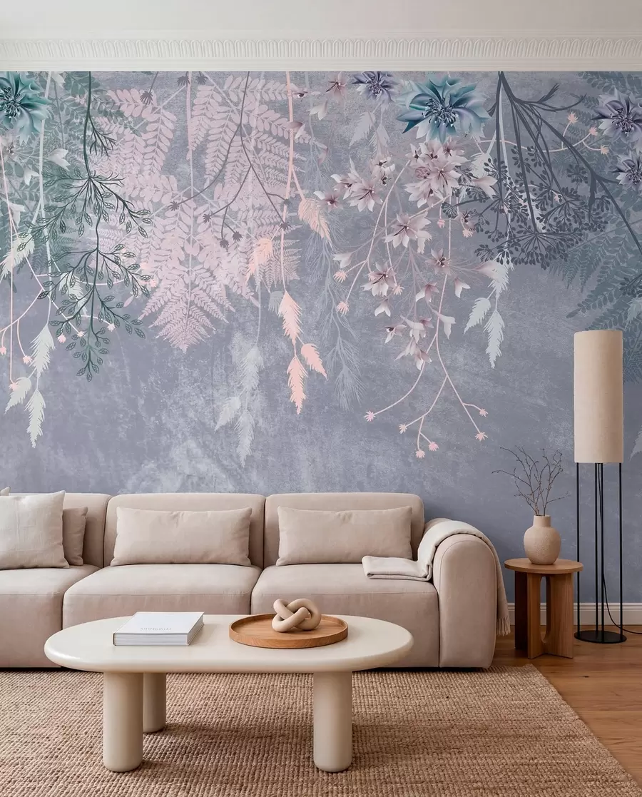 murales de pared Flores sobre bruma lavanda w08606