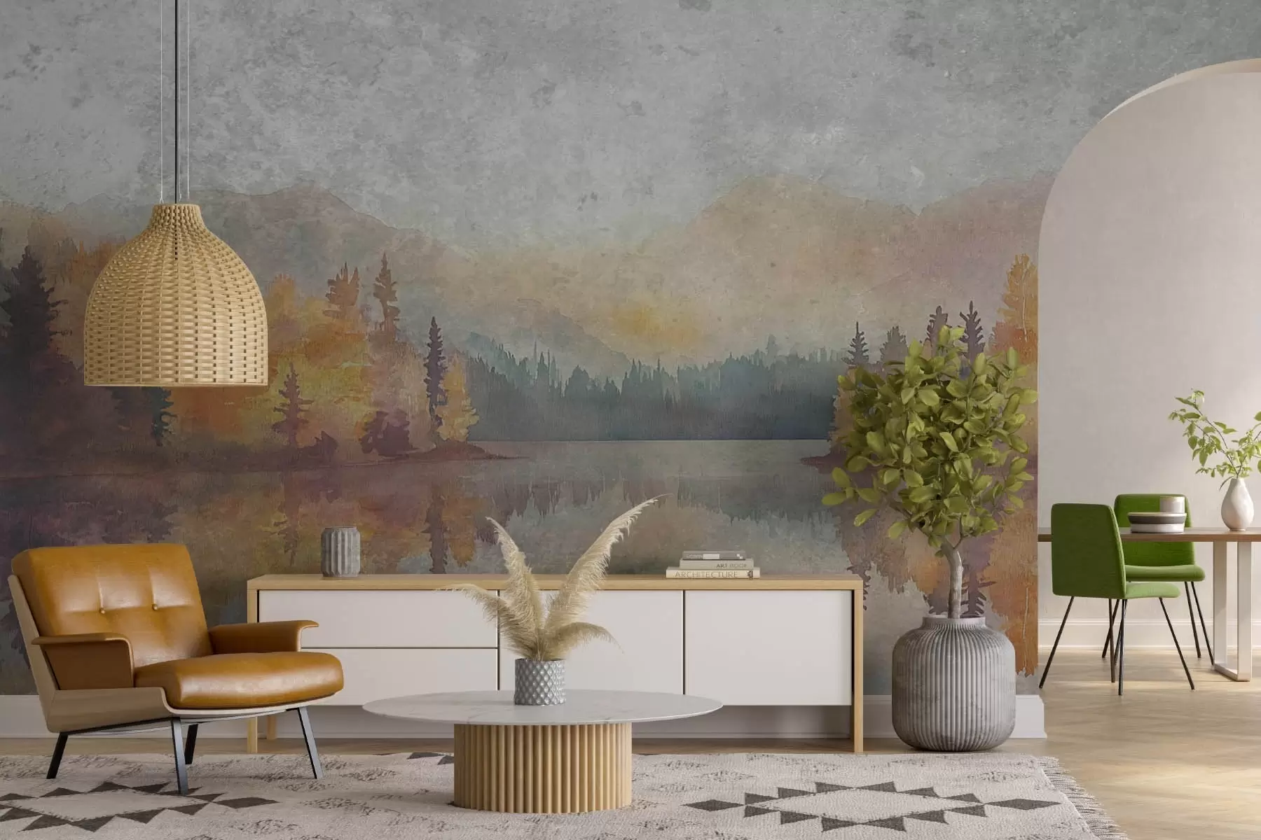 murales de pared Bosque de acuarela w08621