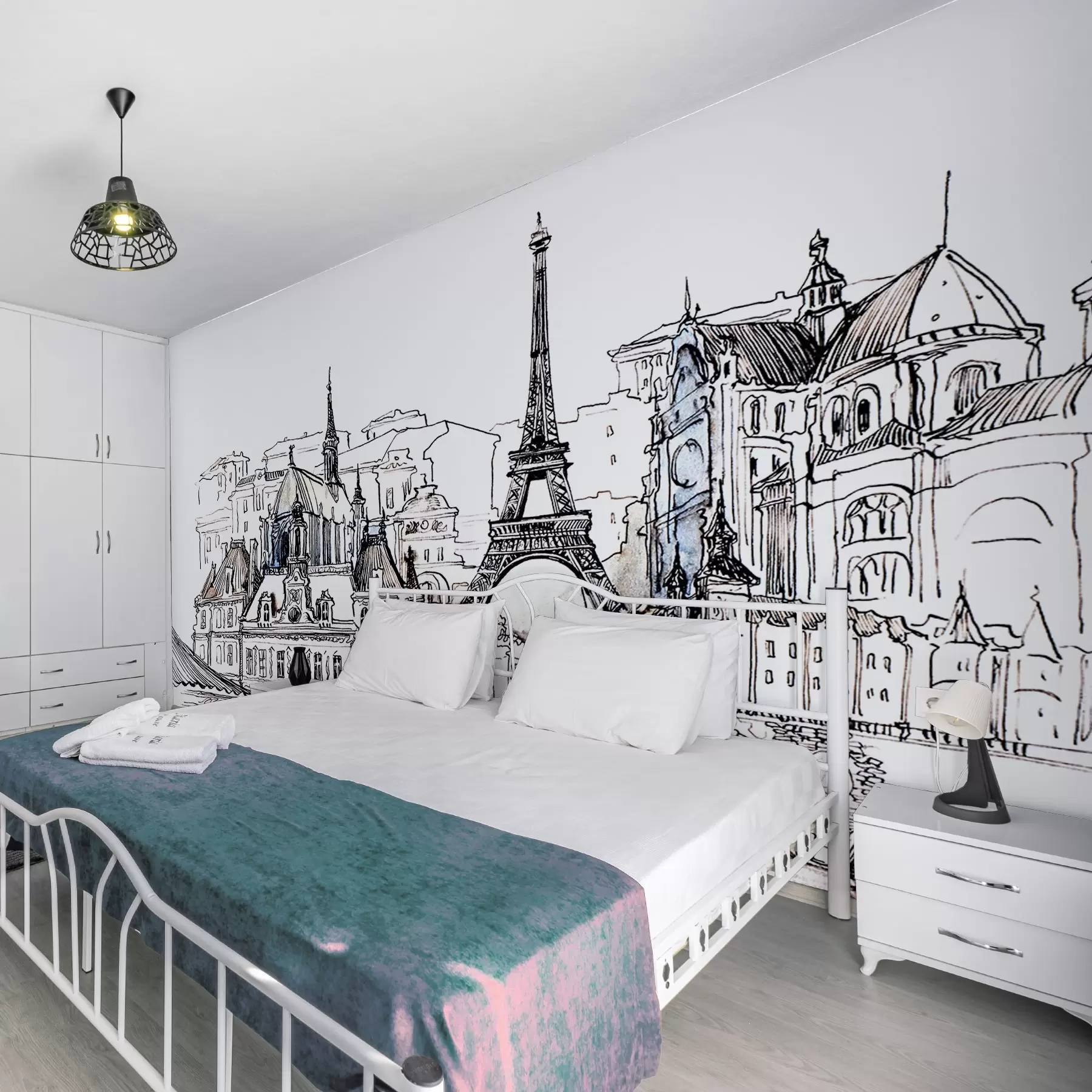 murales de pared Perfil artístico del horizonte parisino u77704