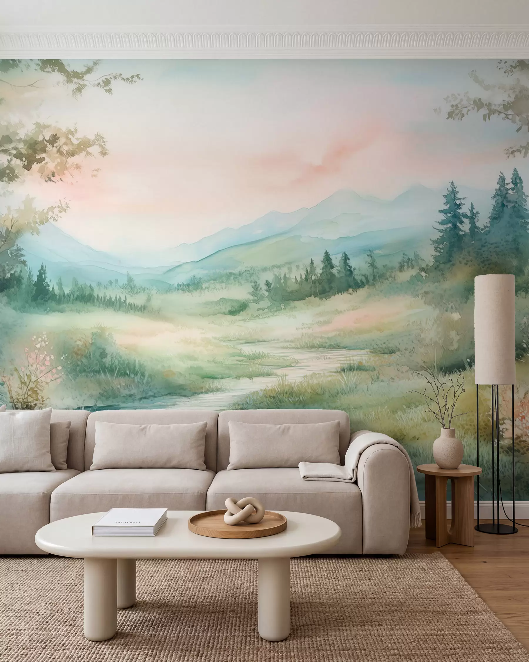 murales de pared Sendero de valle en acuarela w02764