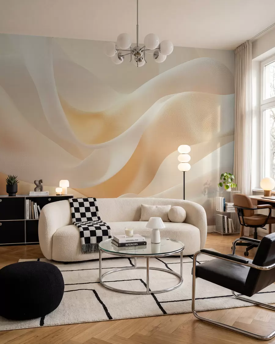 murales de pared Pliegues de seda en luz miel w02765