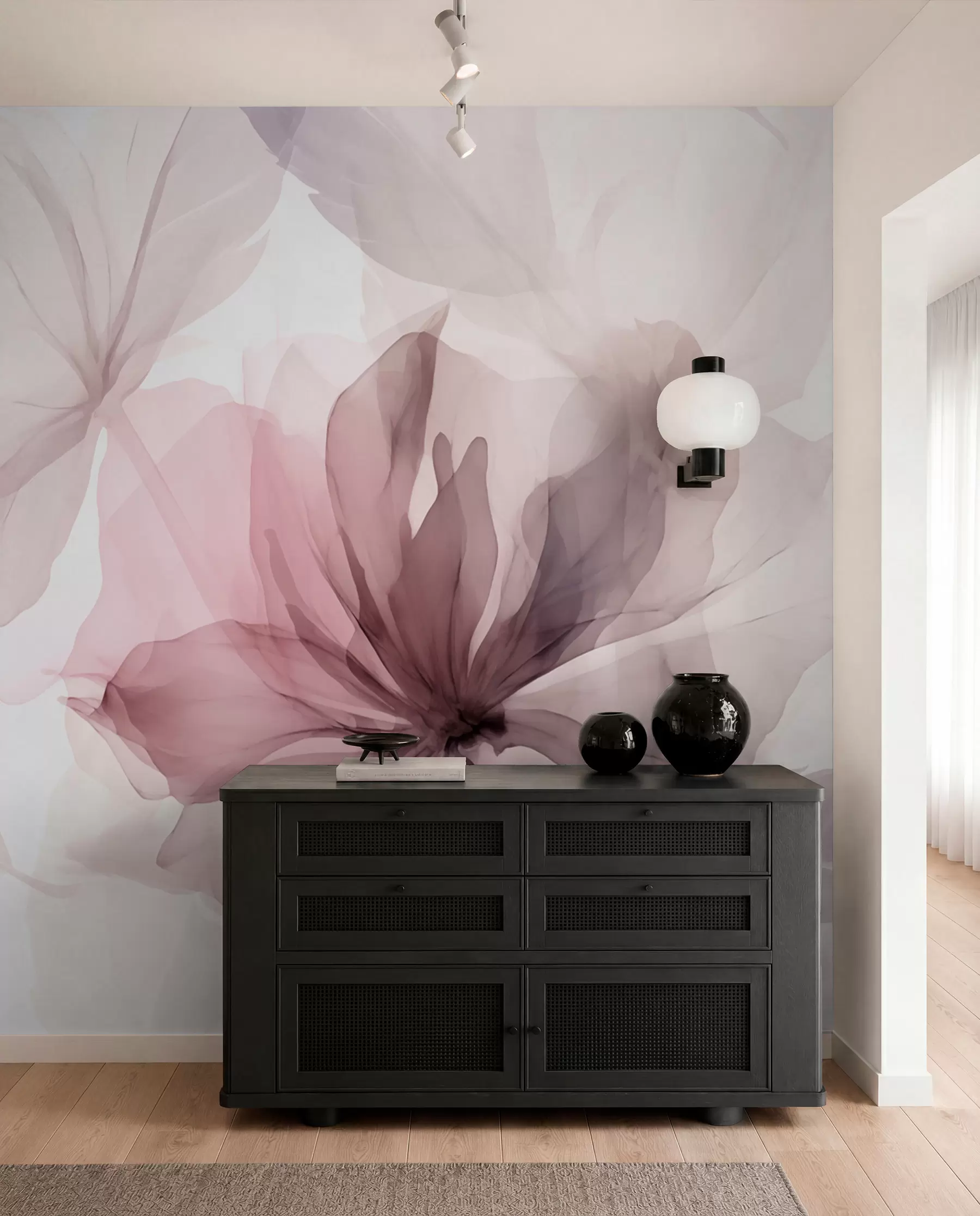 murales de pared Flores efímeras en delicados colores pastel w02755
