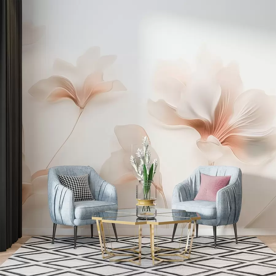 murales de pared Flores elegantes en colores pastel w02759
