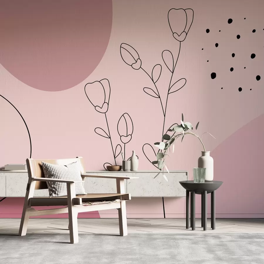 murales de pared abstracción en colores rosas w02803