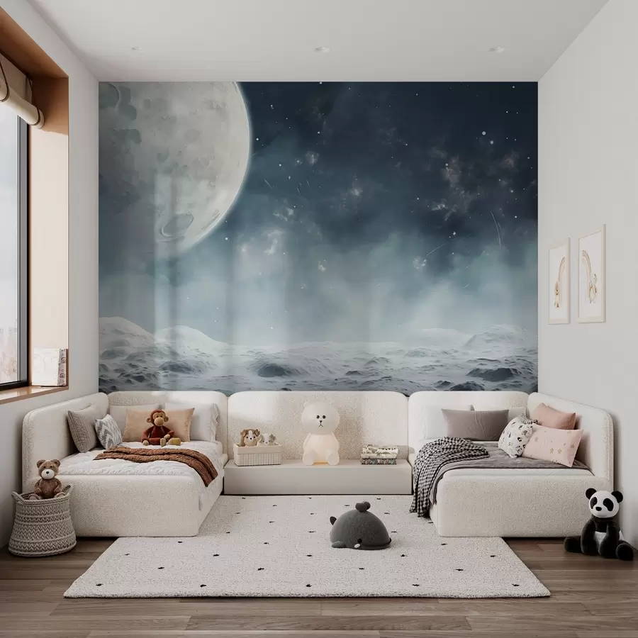 murales de pared Luna sobre cráteres en calma w02797