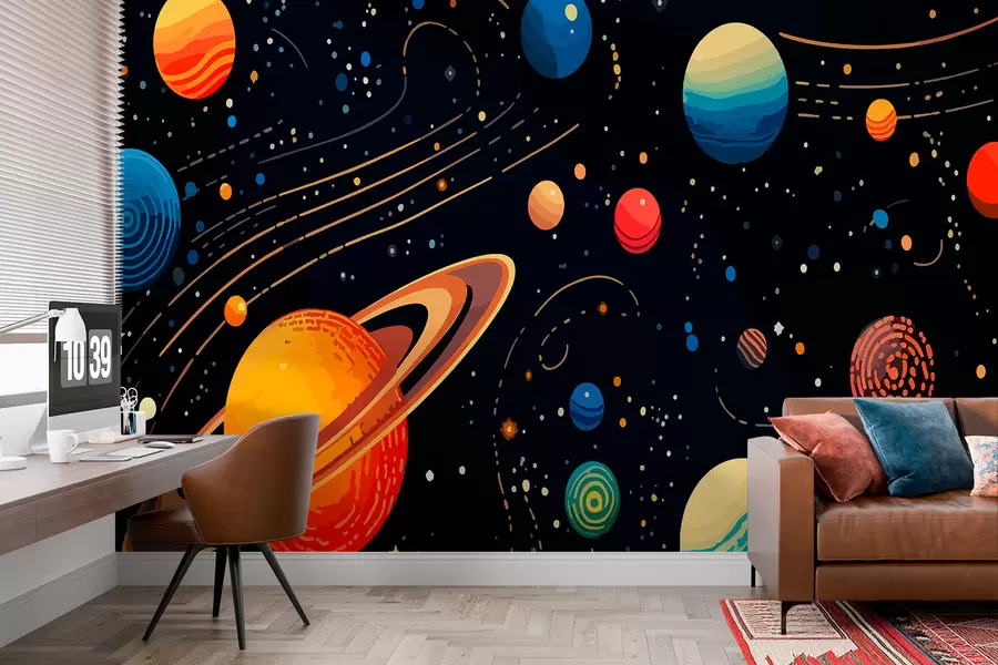 murales de pared Sistema espacial de planetas w02816
