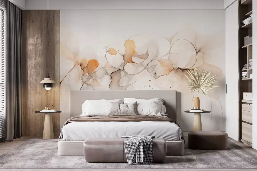 murales de pared Estilo artístico fluido, abstracción, colores beige suaves w02745