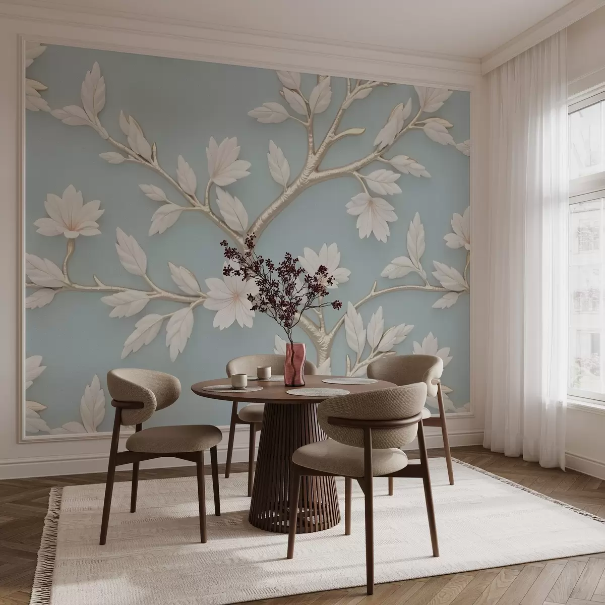 murales de pared Una rama en flor pintada al óleo w02842