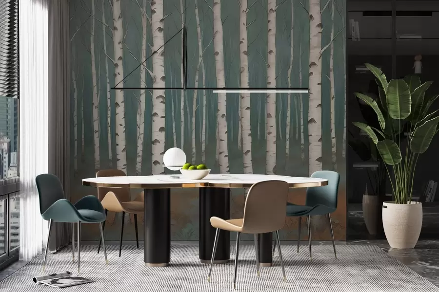 murales de pared Abedules de acuarela w02845