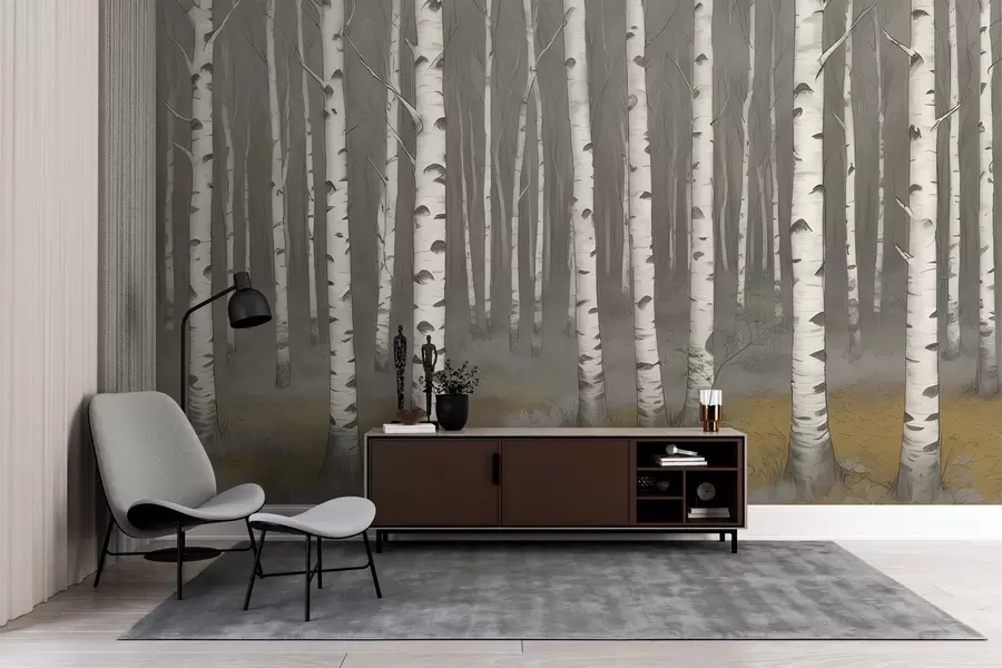 murales de pared Abedules de acuarela w02845v1