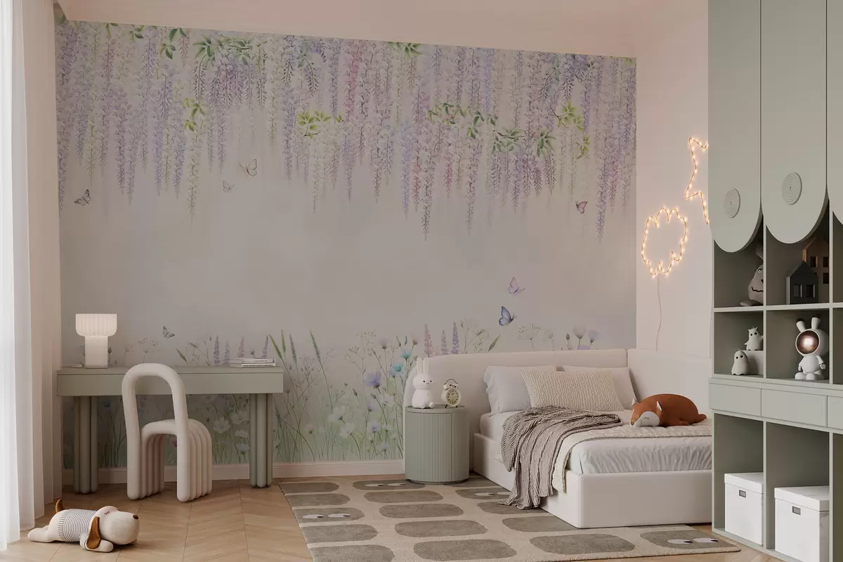 murales de pared Flores de glicinia colgantes w02644