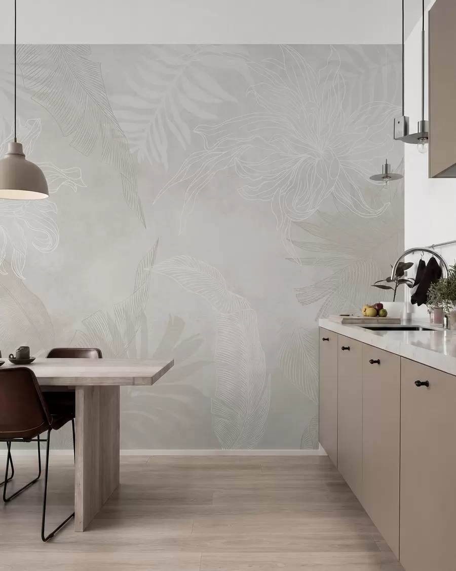 murales de pared Follaje tropical con efecto grunge w02737v1