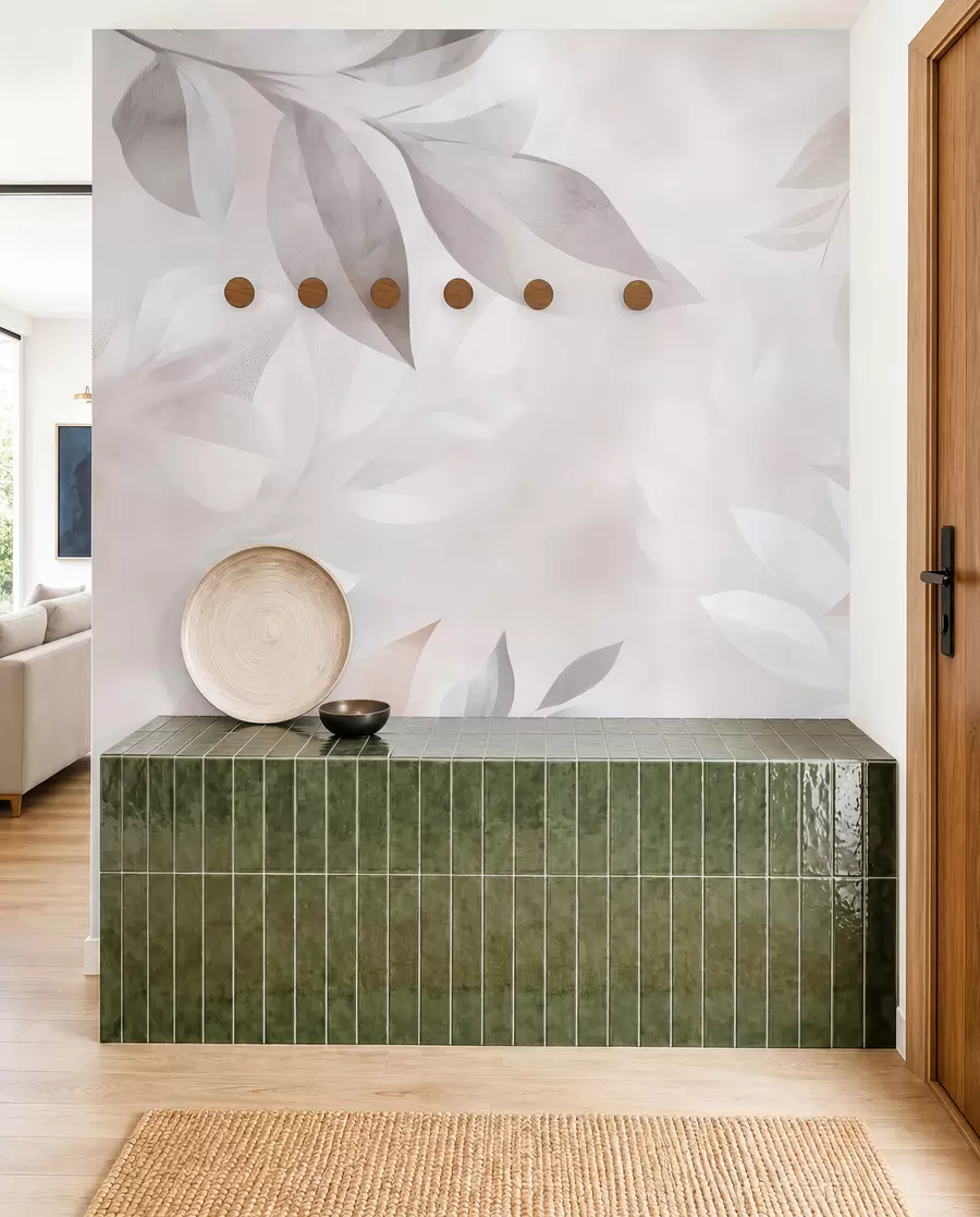 murales de pared Delicado follaje en colores pastel w02770