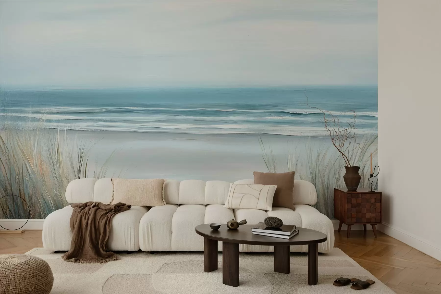 murales de pared Paisaje con playa salvaje al óleo w02869
