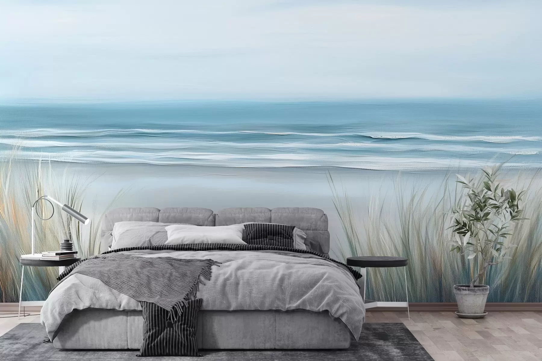 murales de pared Paisaje con playa salvaje al óleo w02869