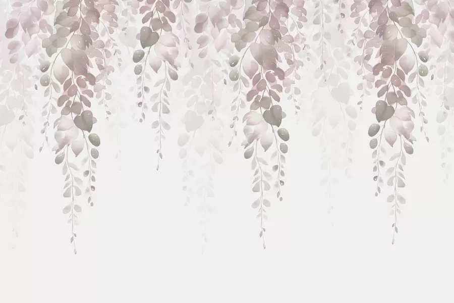 murales de pared Ramas colgantes con hojas imitación acuarela w02885