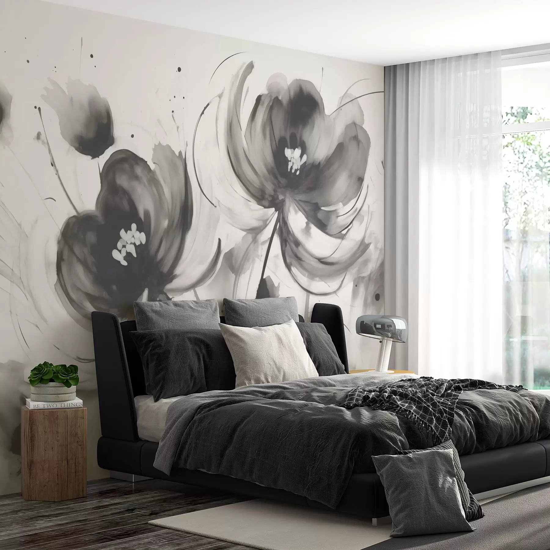 murales de pared Flores negras w02878