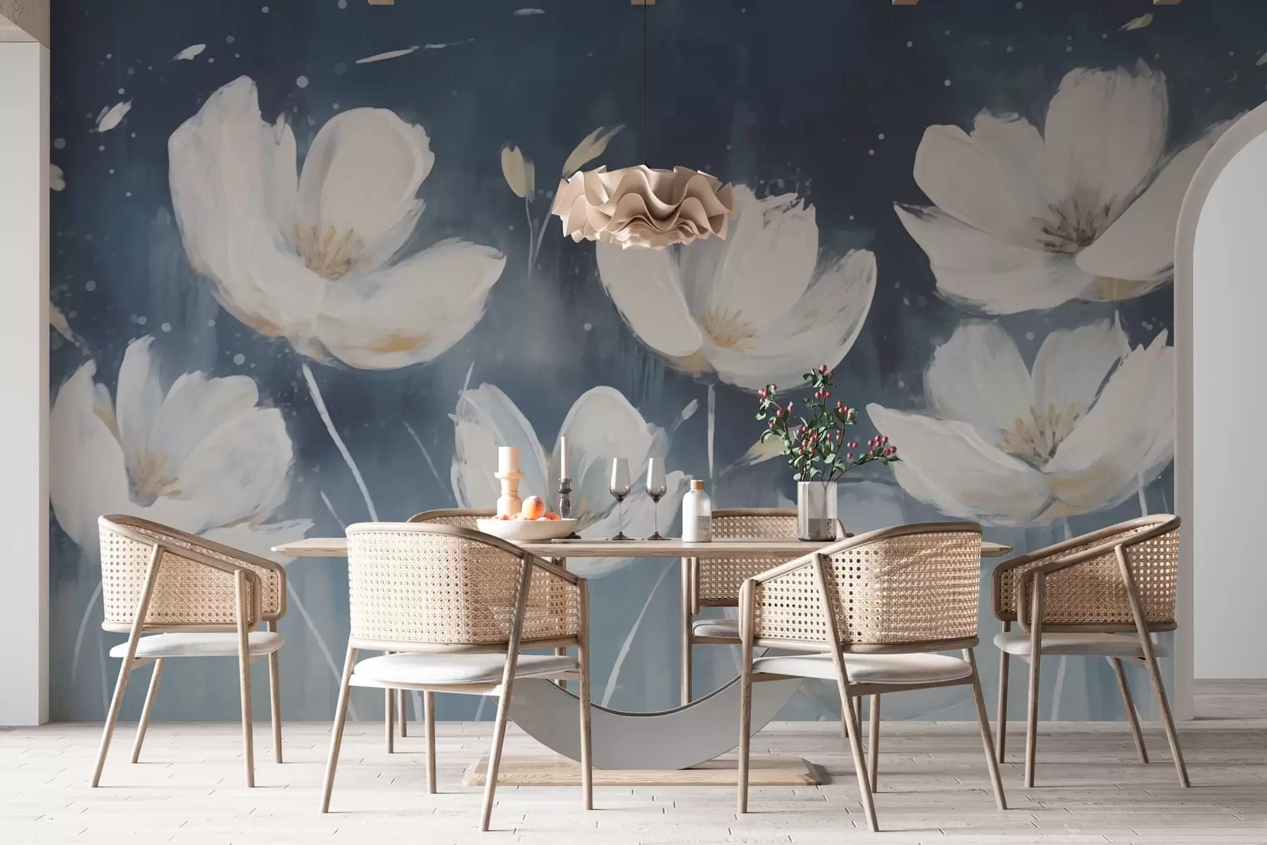 murales de pared Flores blancas y frágiles w02884