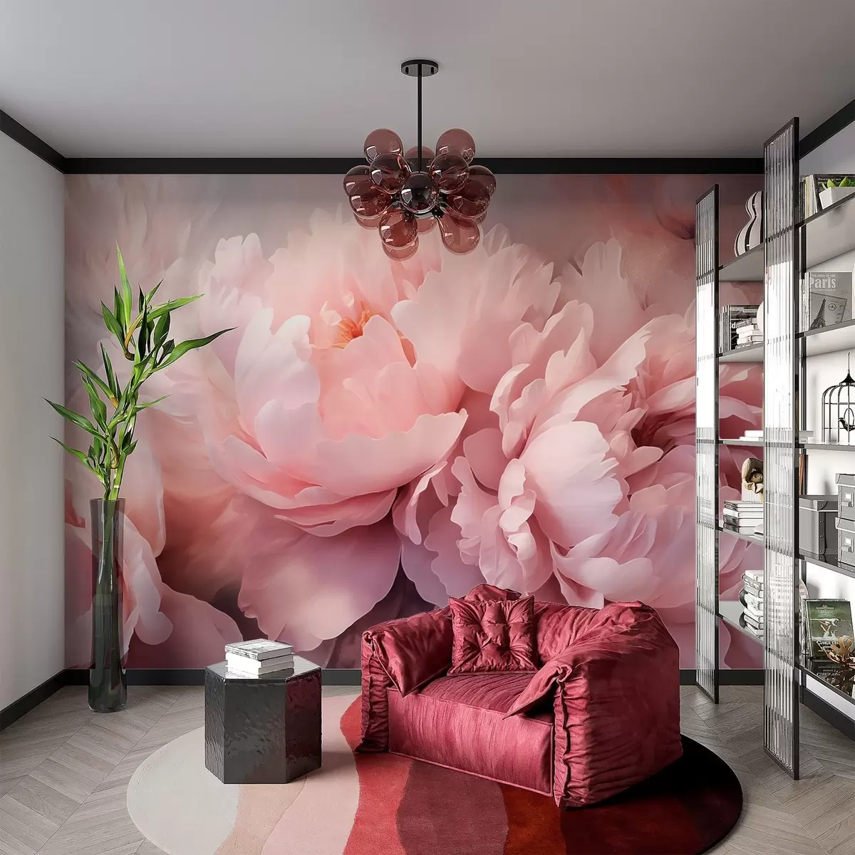 murales de pared peonías rosadas w02898