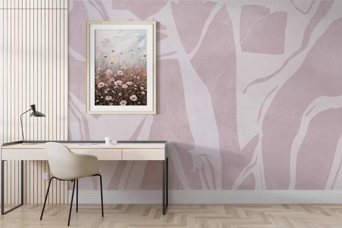 murales de pared Papel pintado abstracto geométrico grunge en color rosa w02917v2