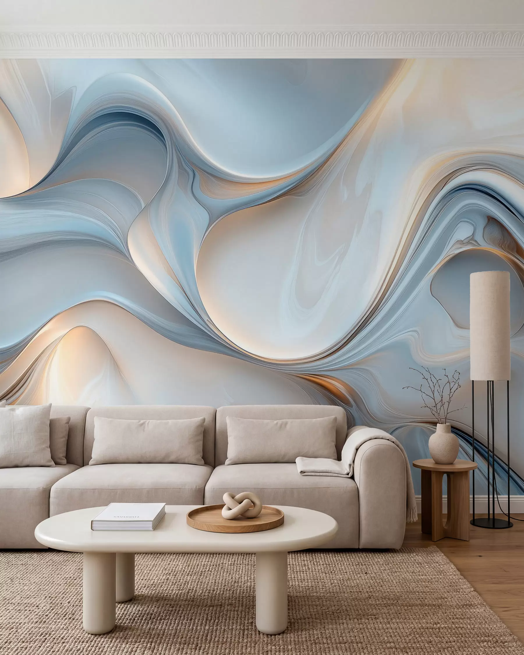 murales de pared Flujo azul y durazno w02909