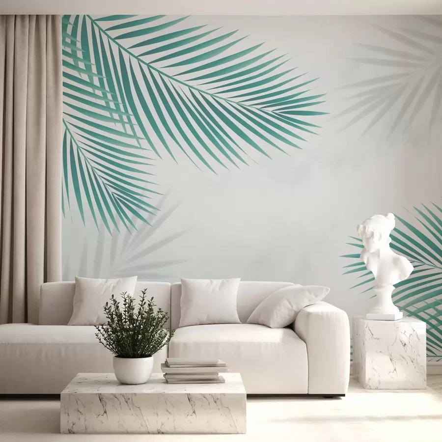 murales de pared Hojas de palmera turquesa w02962v2