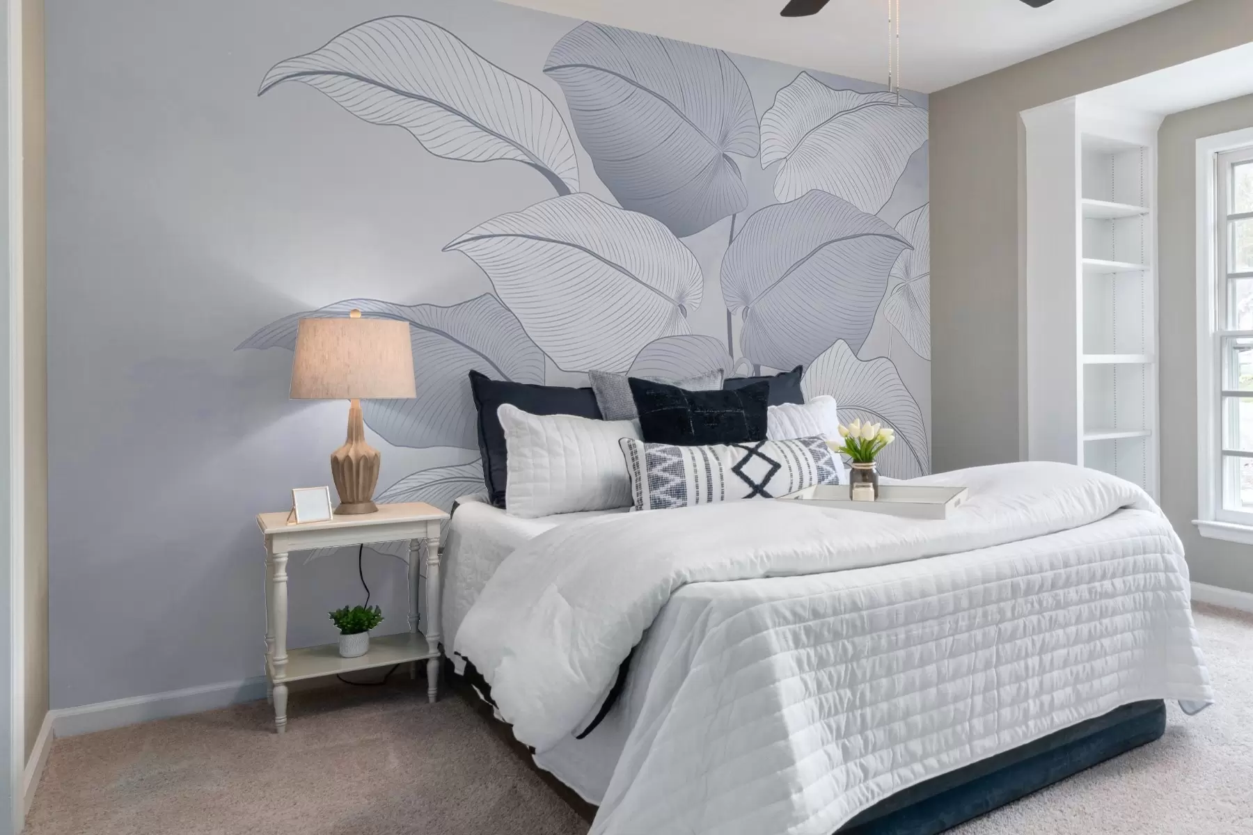 murales de pared Hojas grandes en tonos azules w02968v1