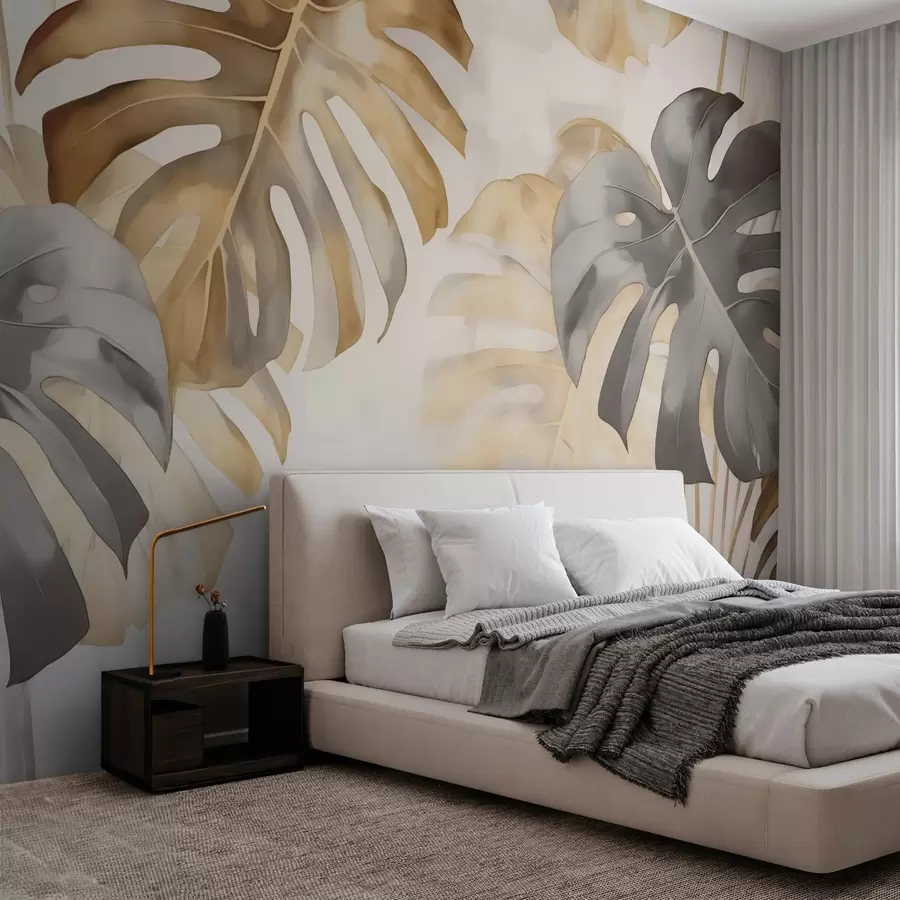 murales de pared Monstera hojas acuarela Imitación w02950