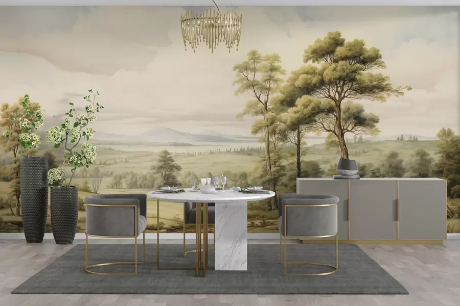 murales de pared Paisaje moderno en acuarela w02978