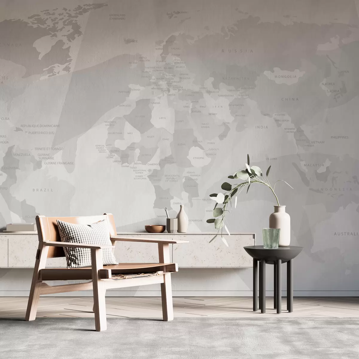 murales de pared Geometría del mapa mundial ballenas w03007v1