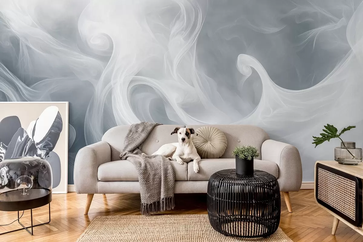 murales de pared Abstracción de humo en tonos azules w08708