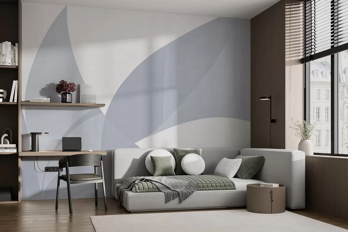 murales de pared Arte abstracto minimalista en tonos azules w08711