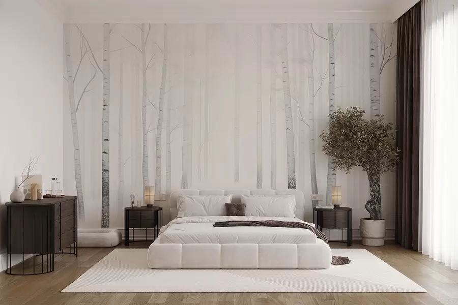 murales de pared Denso bosque nevado en invierno w08712