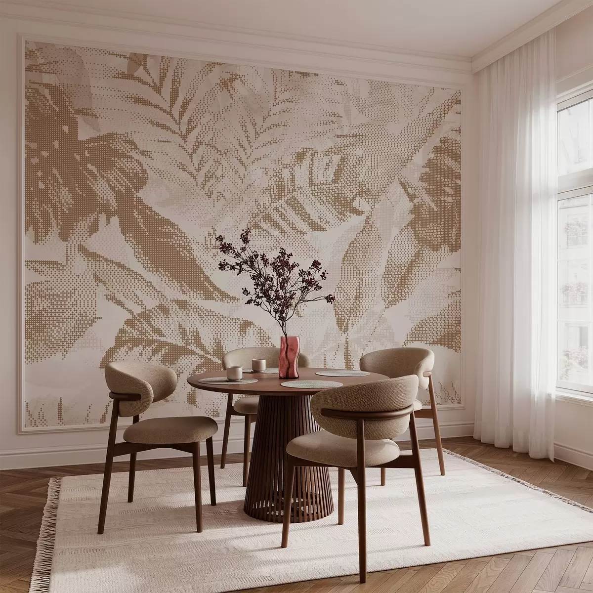 murales de pared Patrón de píxeles con hojas w02993