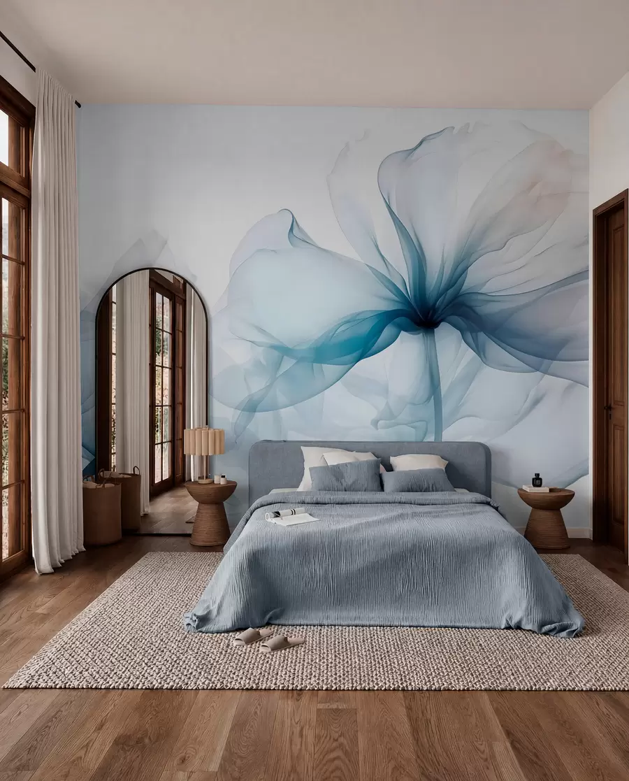 murales de pared Pétalos de tinta azul w08742