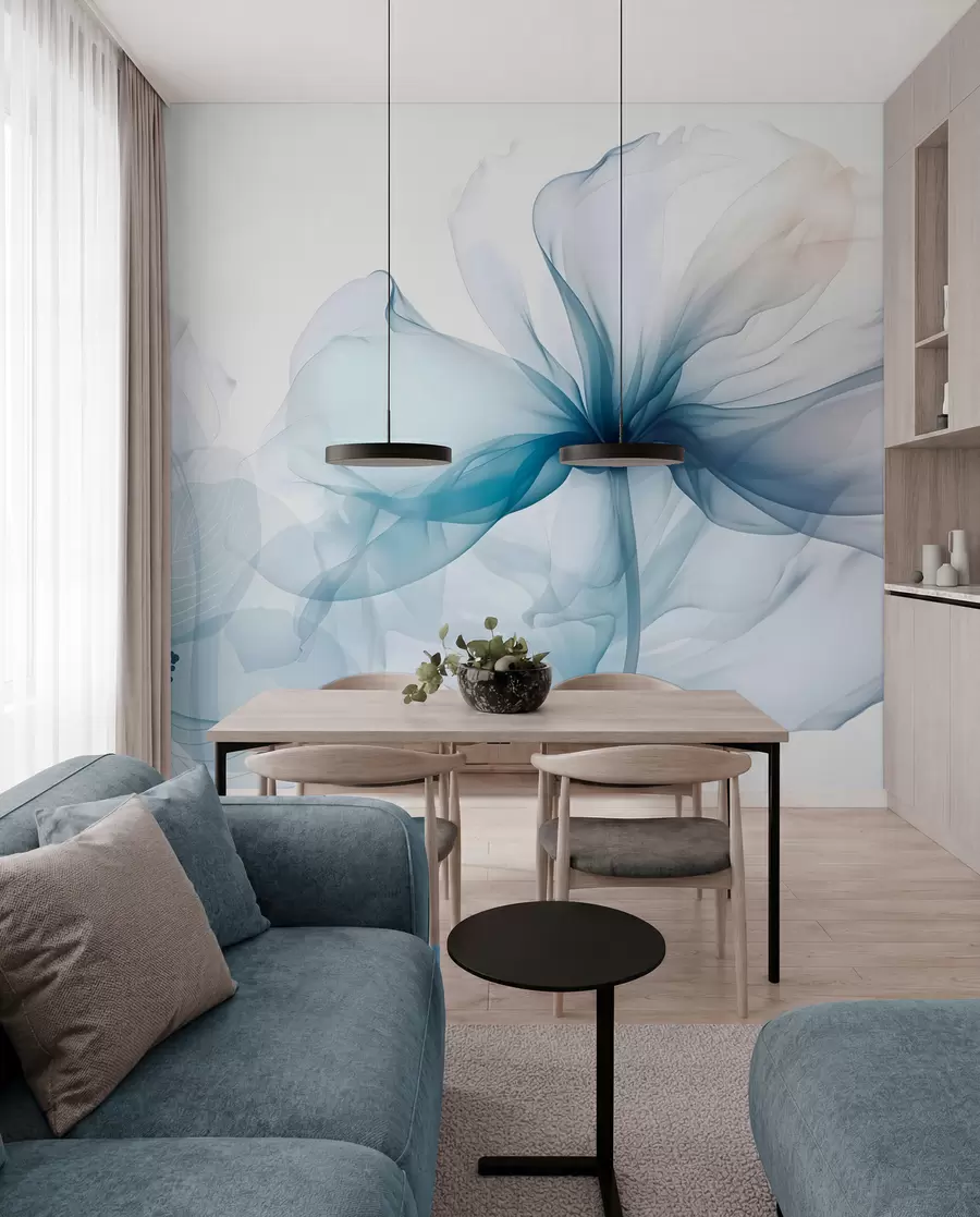 murales de pared Pétalos de tinta azul w08742