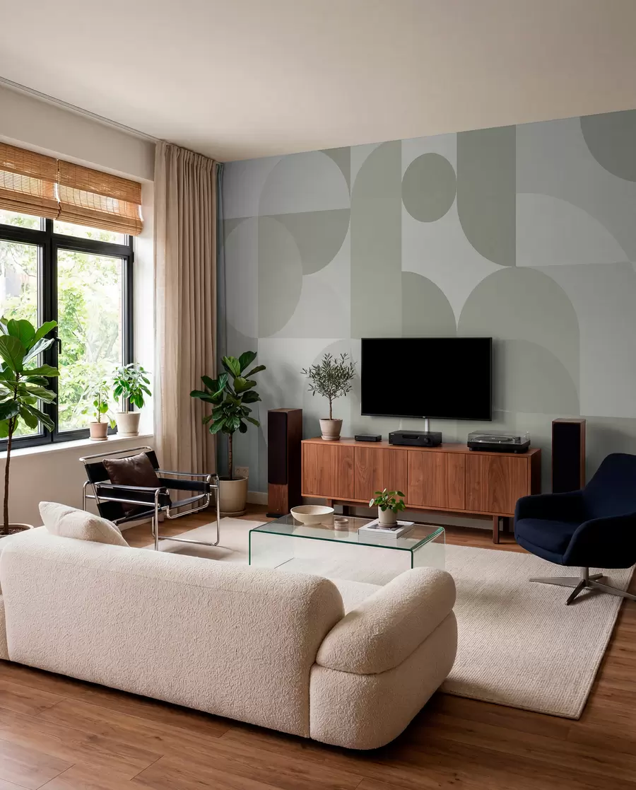murales de pared Ritmo redondeado en salvia w03058v2