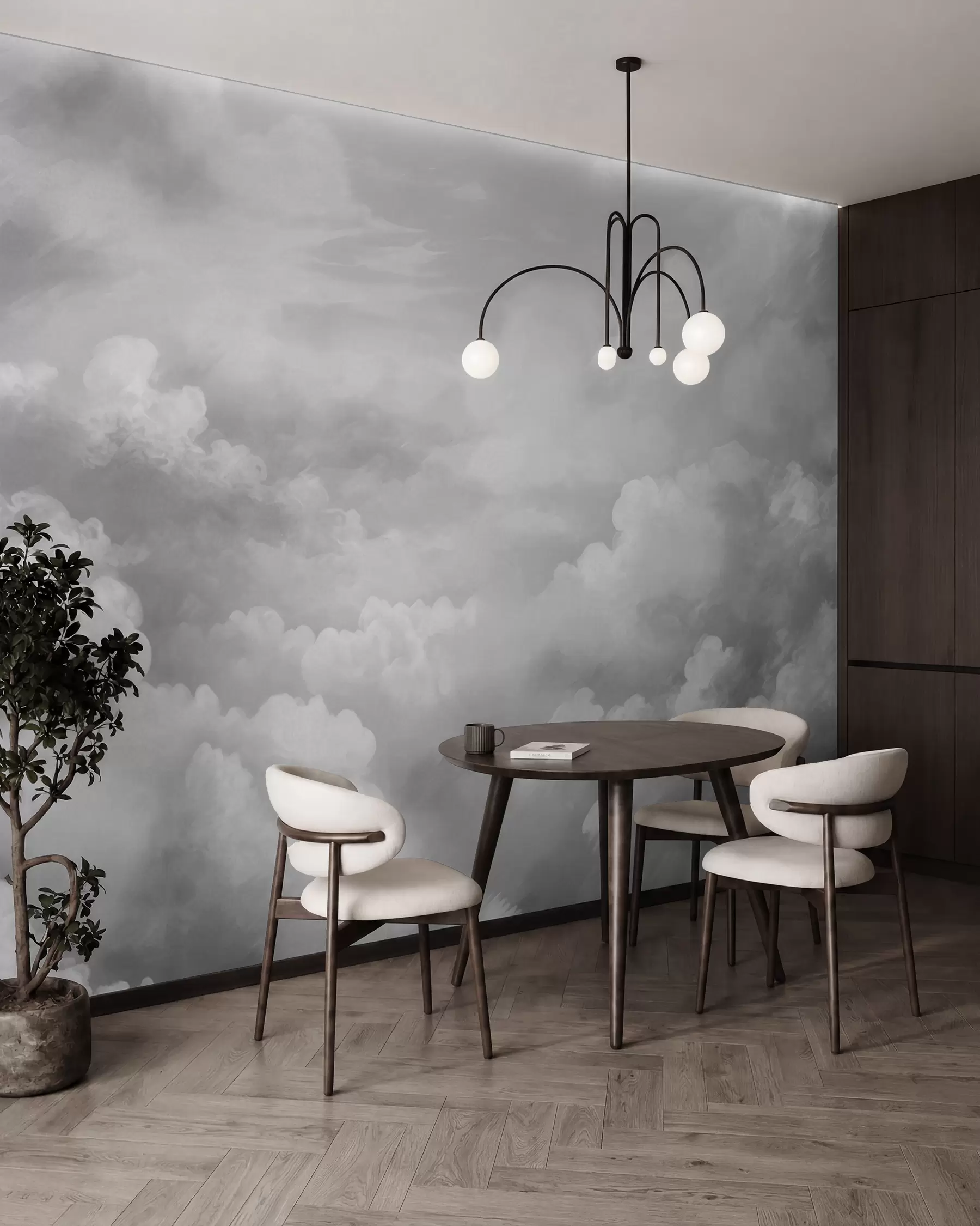 murales de pared nubes luminosas en tonos grises w03047v1